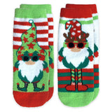 Holiday Gnome Fuzzy Non-Skid Slipper Socks 2 Pair Pack