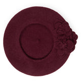 Wool Beret With Flowers