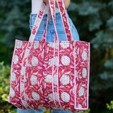 Quilted Tote Plum Blossoms