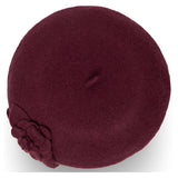 Wool Beret With Flowers