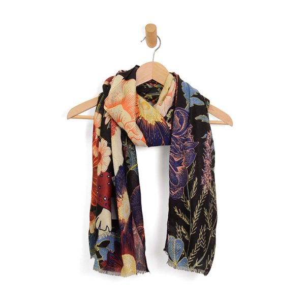 Floral Toadstool Black Scarf