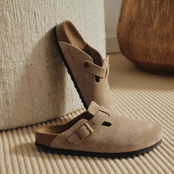 Birkenstock Boston Softbed in Taupe - Back in stock at Comfort One Shoes!