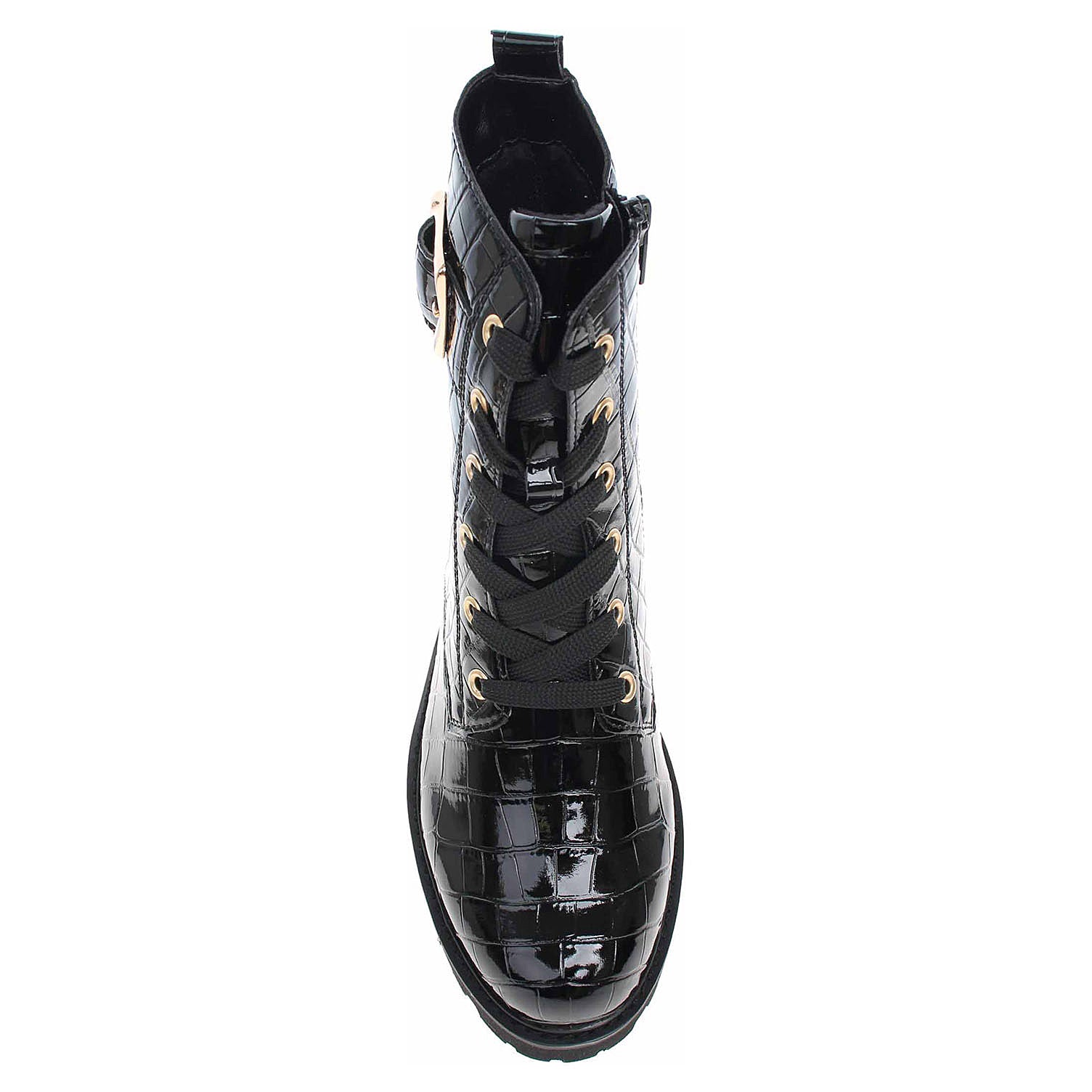 King black patent 2025 croc lace up boots