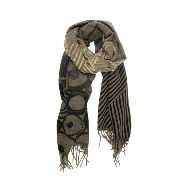 Circles and Stripes Fringe Scarf